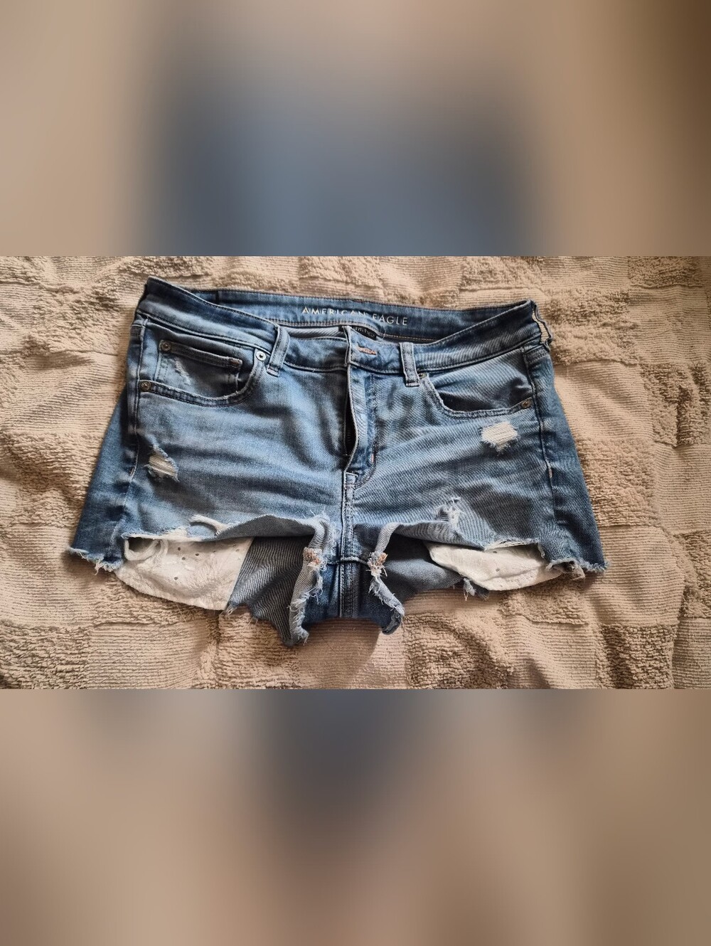 American Eagle Outfitters Light Blue Denim Shorts with Contrast Stitching